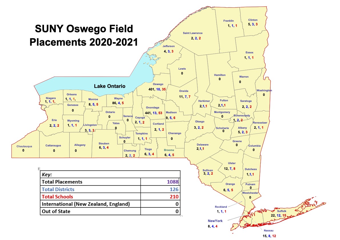 SUNY Oswego Field Placements 2020-2021