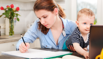 Non-traditional female student working at home Non-traditional female student working at home
