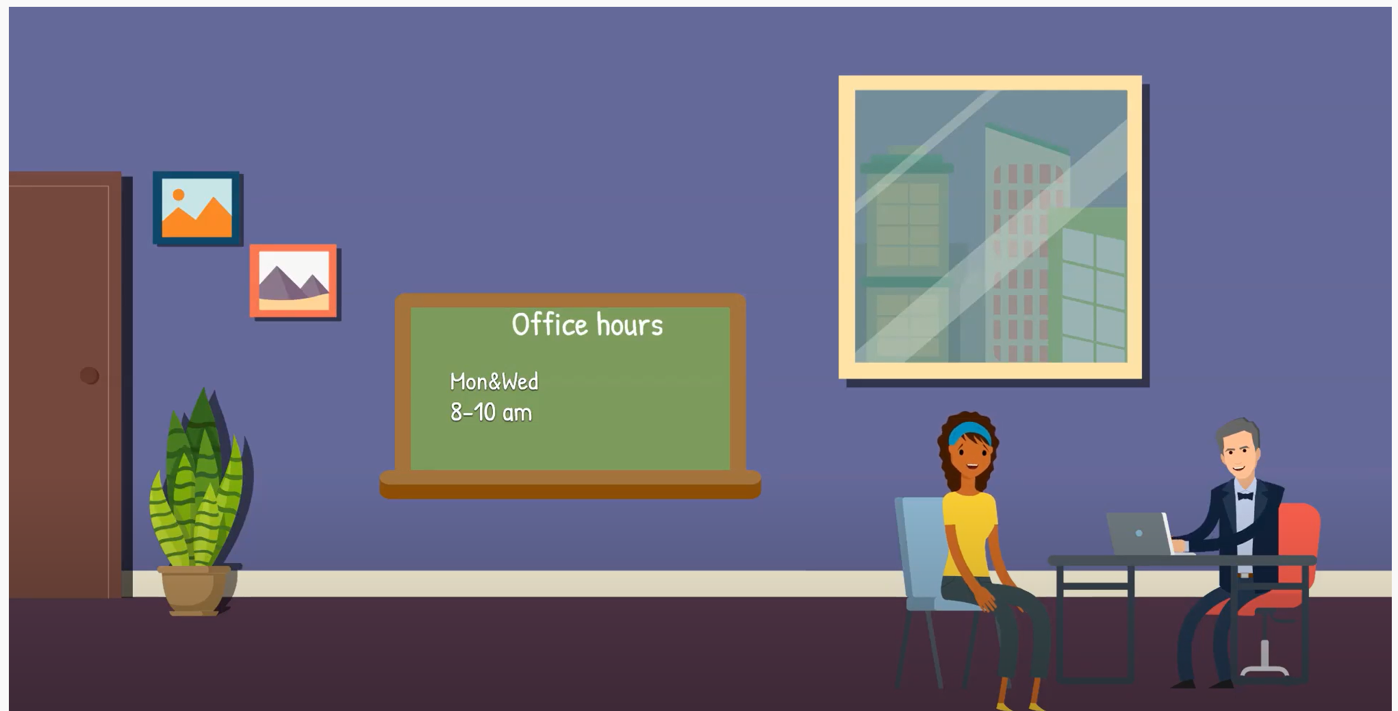 Student meeting with their advisor in the advisor's office