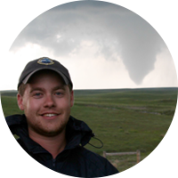 Kyle Piper and tornado in background