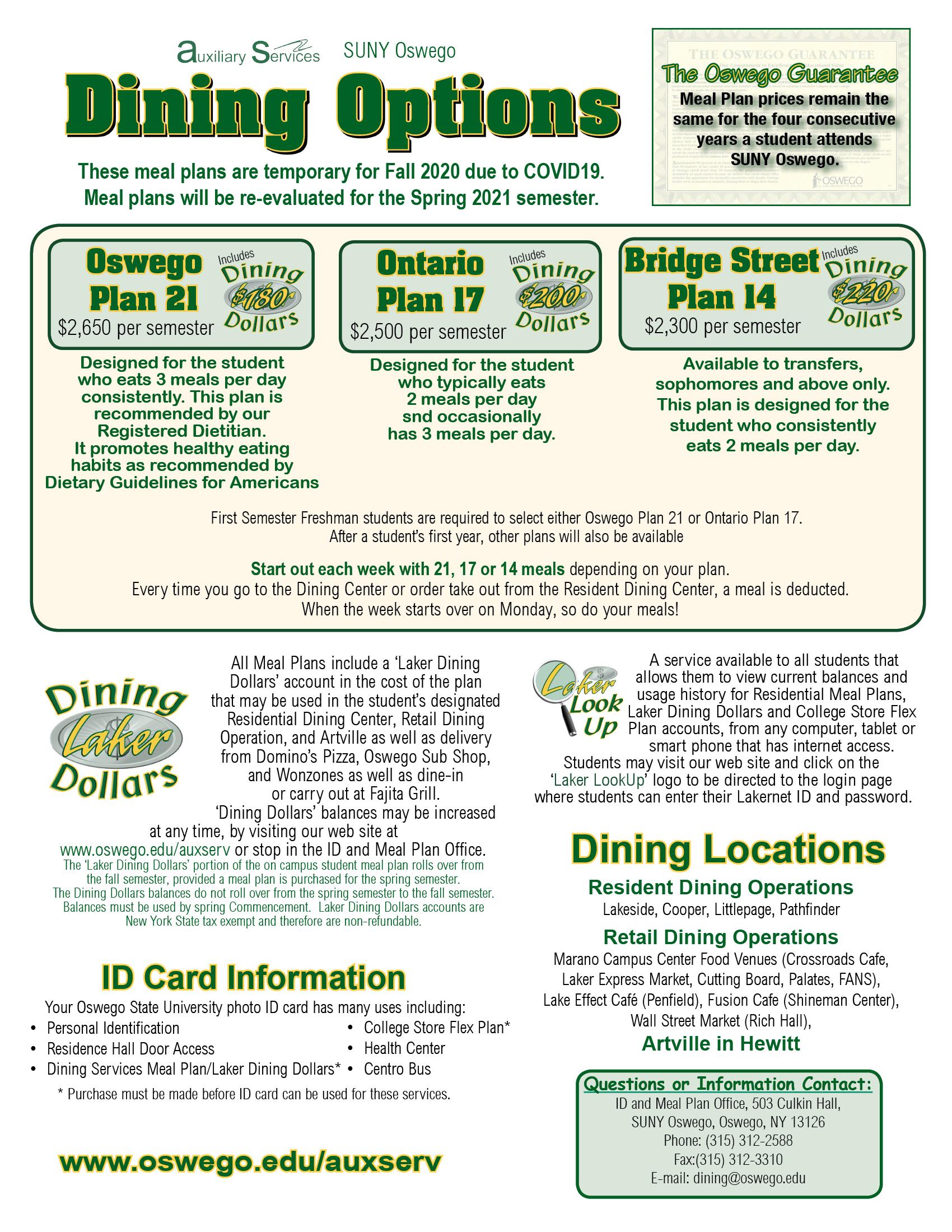 Meal Plans Auxiliary Services