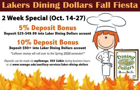 Fall Fiesta Laker Dining Dollar Promotion