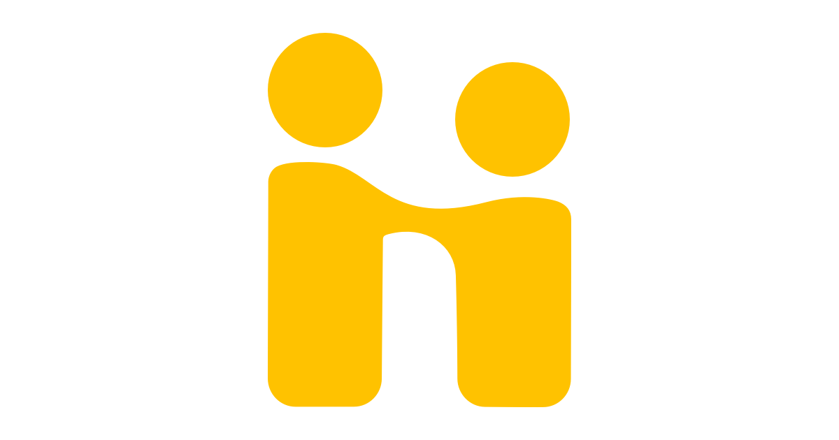 Handshake Logo yellow characters shaking hands