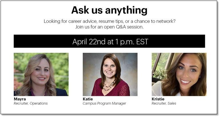 Paychex Virtual Career Event = April 22nd at 1pm