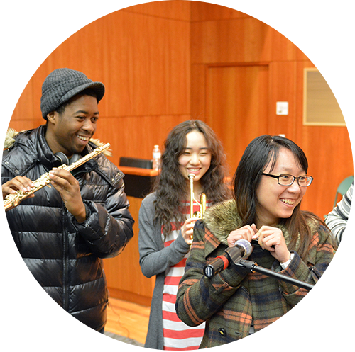 Students participating in music workshop