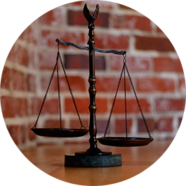 Scales of justice on a table
