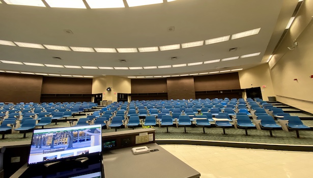 Photo showing the right side of the classroom with the monitor in perspective. 