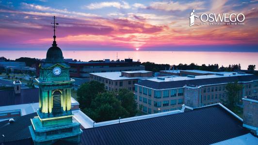 Sunset behind Sheldon Hall