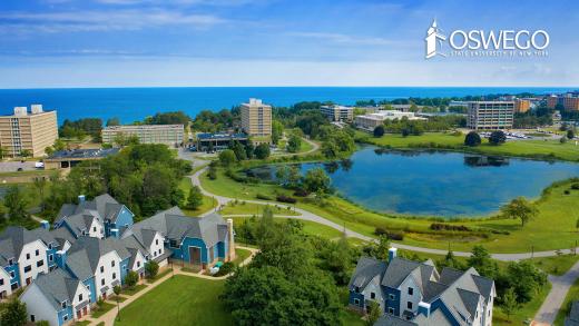 Aerial view of the Village and lagoon