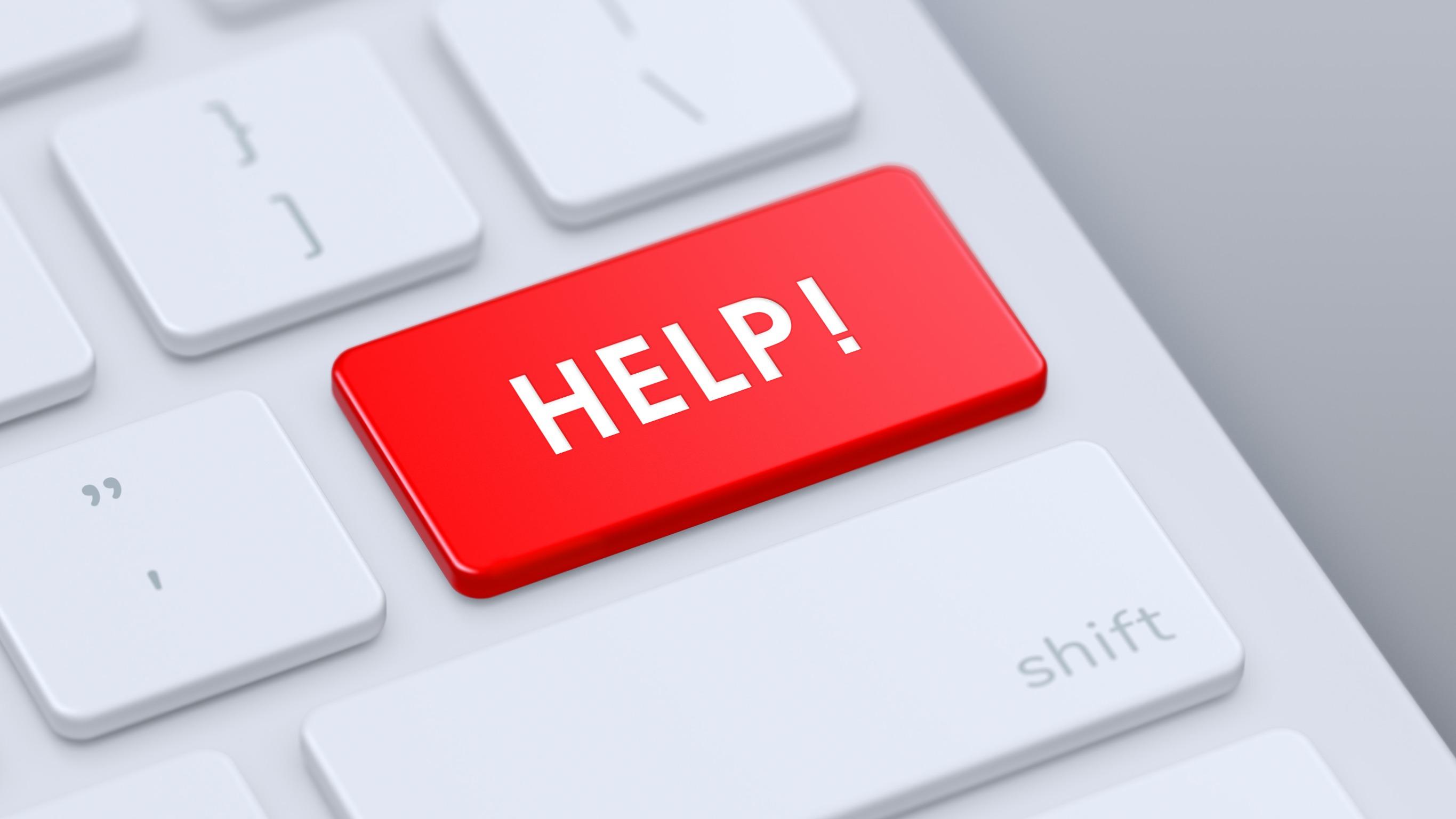 keyboard with a red help button