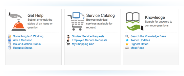 Screenshot of Self Service Portal.