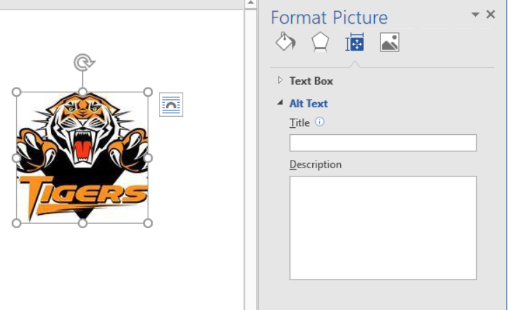 Alt text function in MS Word under Format Picture option