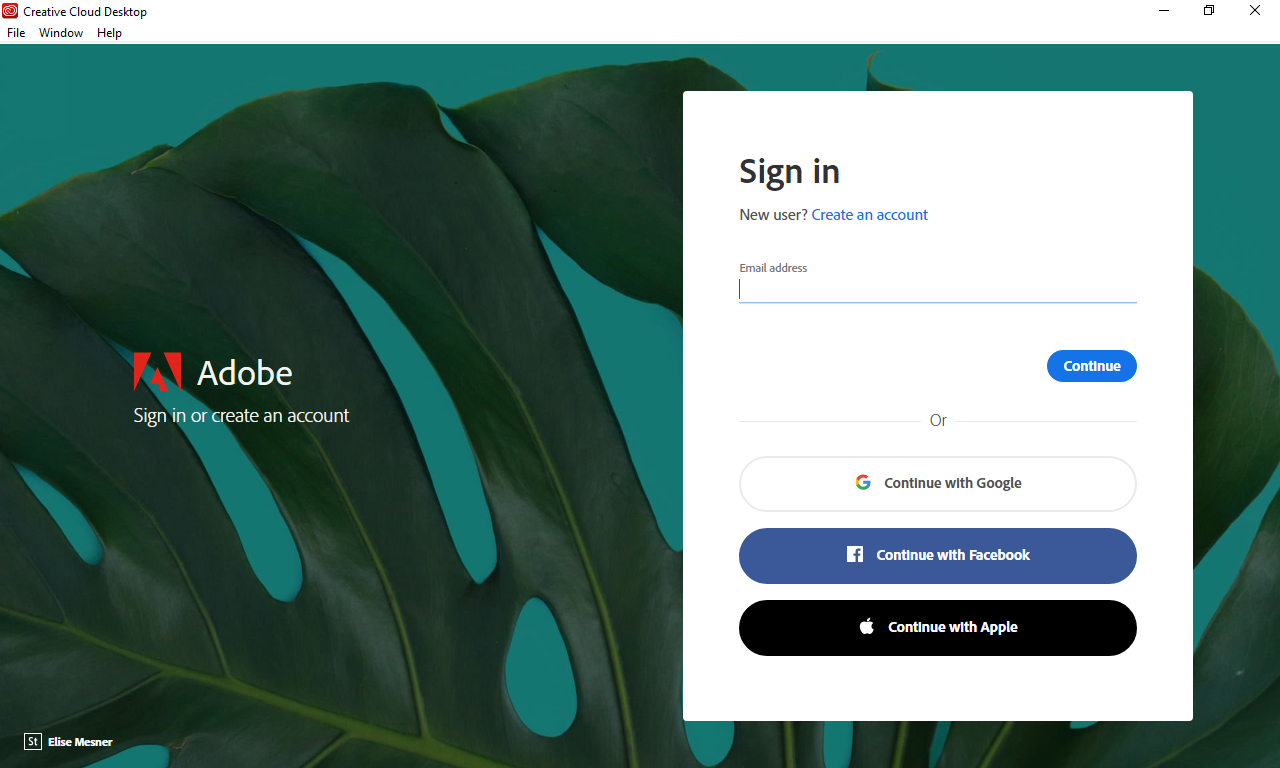 adobe sign in screen