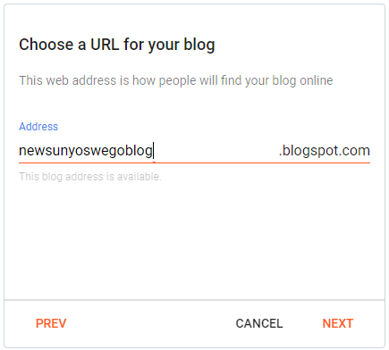 Blogger URL setup prompt