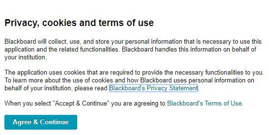 Blackboard privacy statement whose contents are available at the end of the article