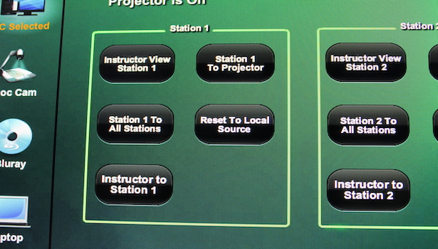 photo of the student station buttons on the main panel. 