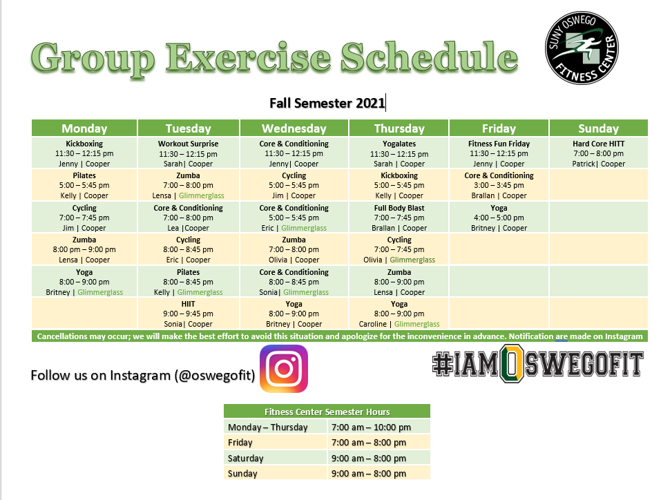 Group Exercise Schedule