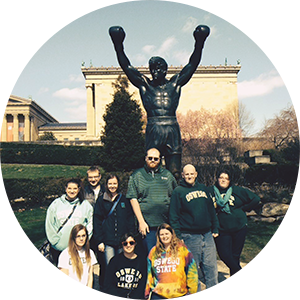 History students at the Rocky statue in Philadelphia, PA