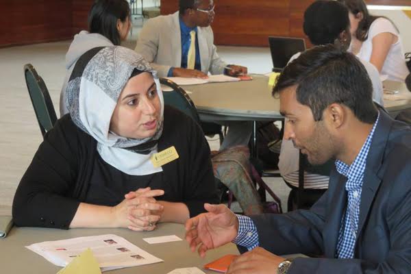 Humphrey Fellows interact with Oswego staff and students.