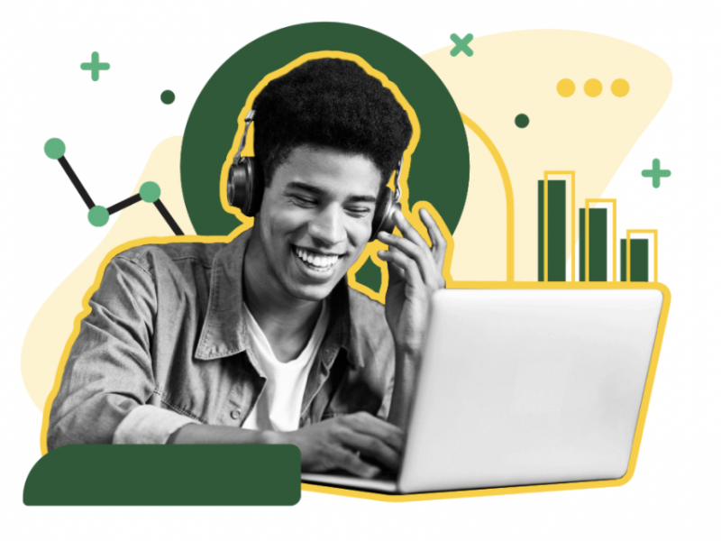 Student working on laptop