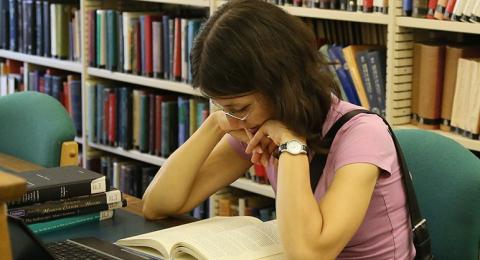 Student conducting research
