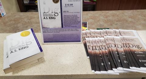 A.S. King display at Penfield Library