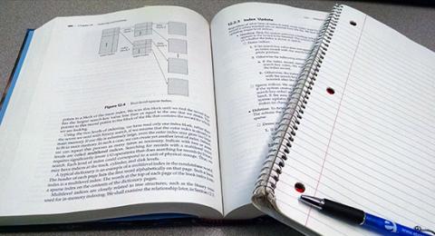 textbook and notebook