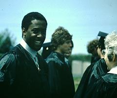 Student in graduation robes
