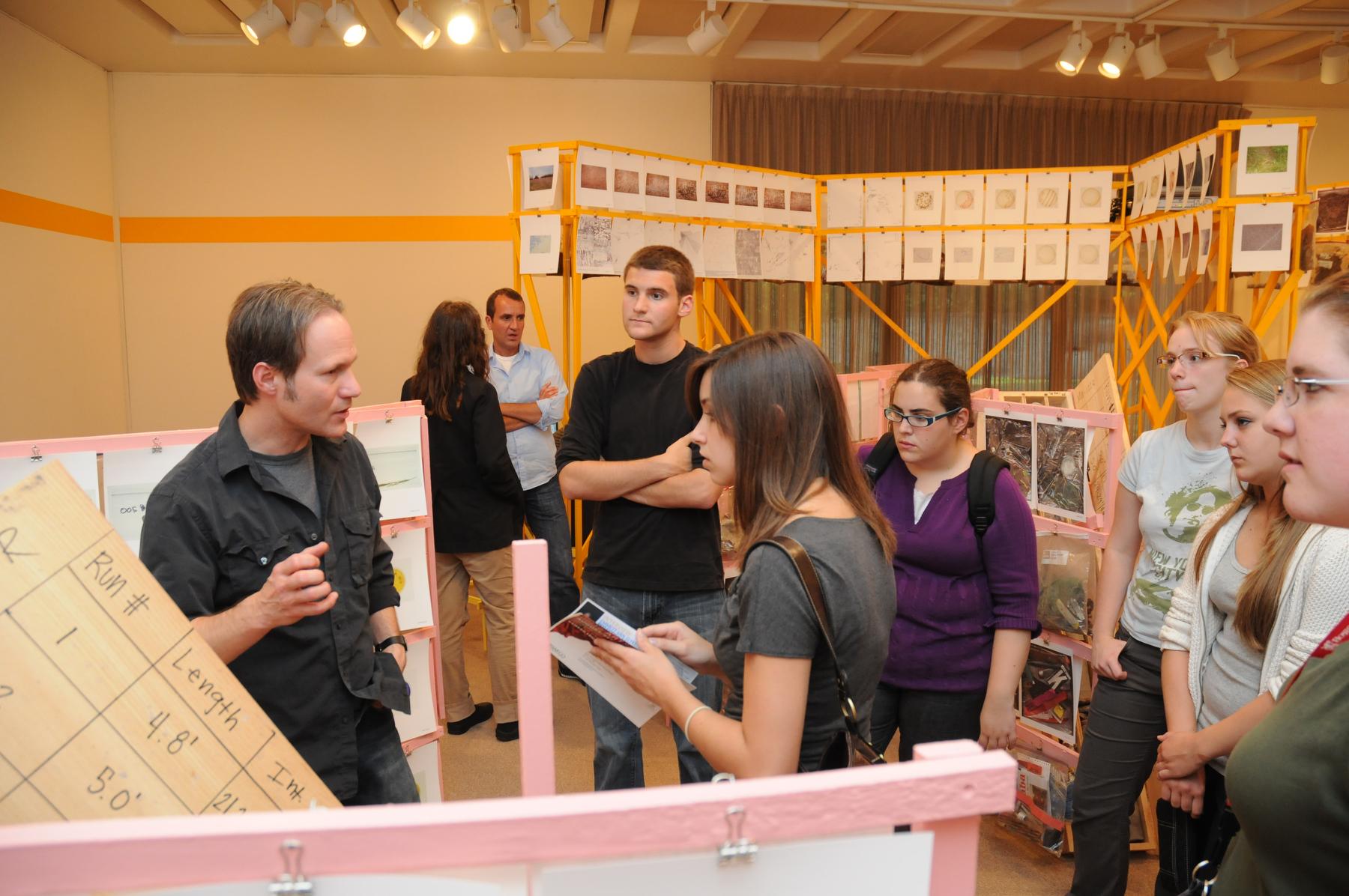 Richard Metzgar speaking with students