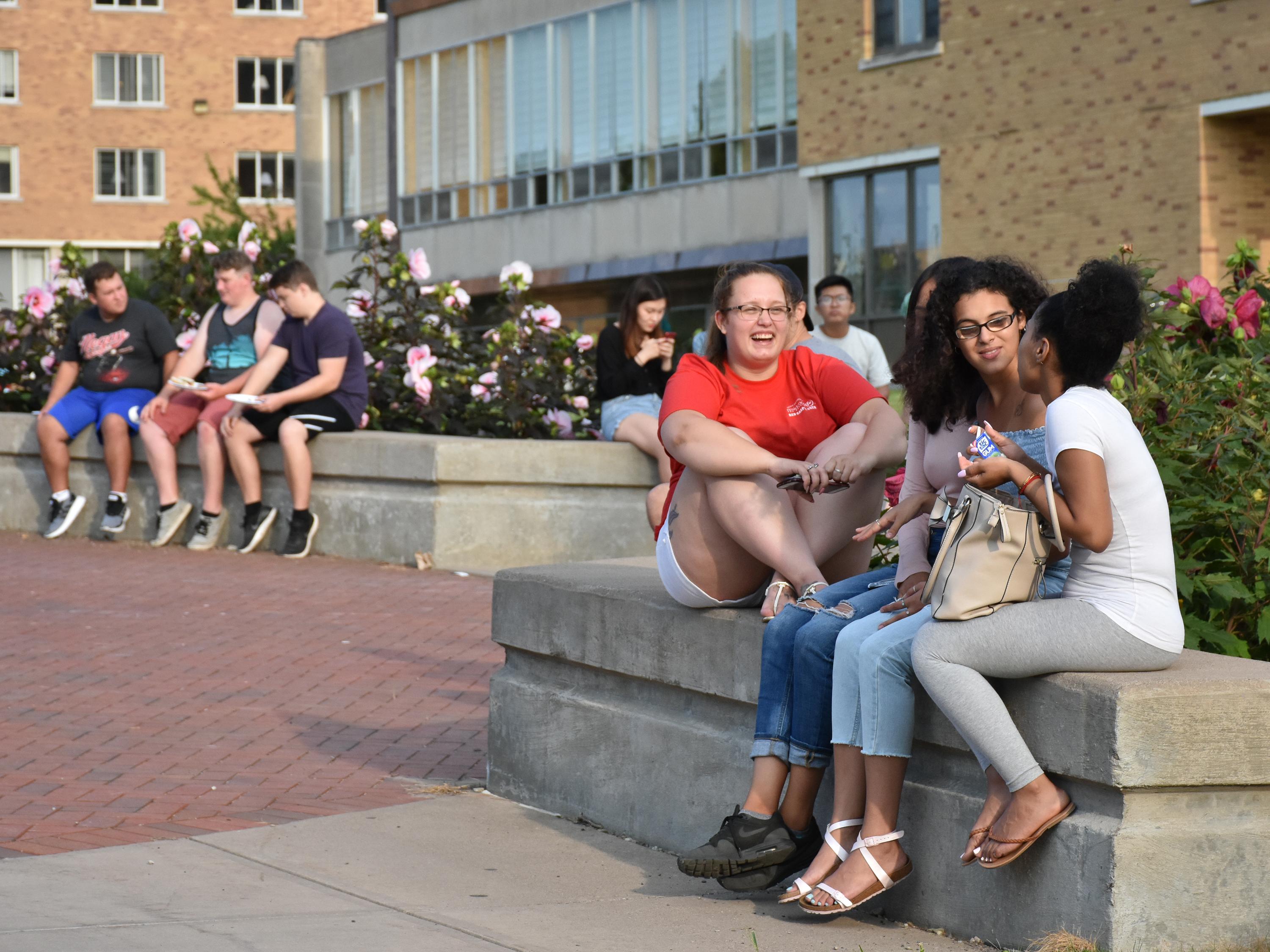 Students talk during Welcome Picnic