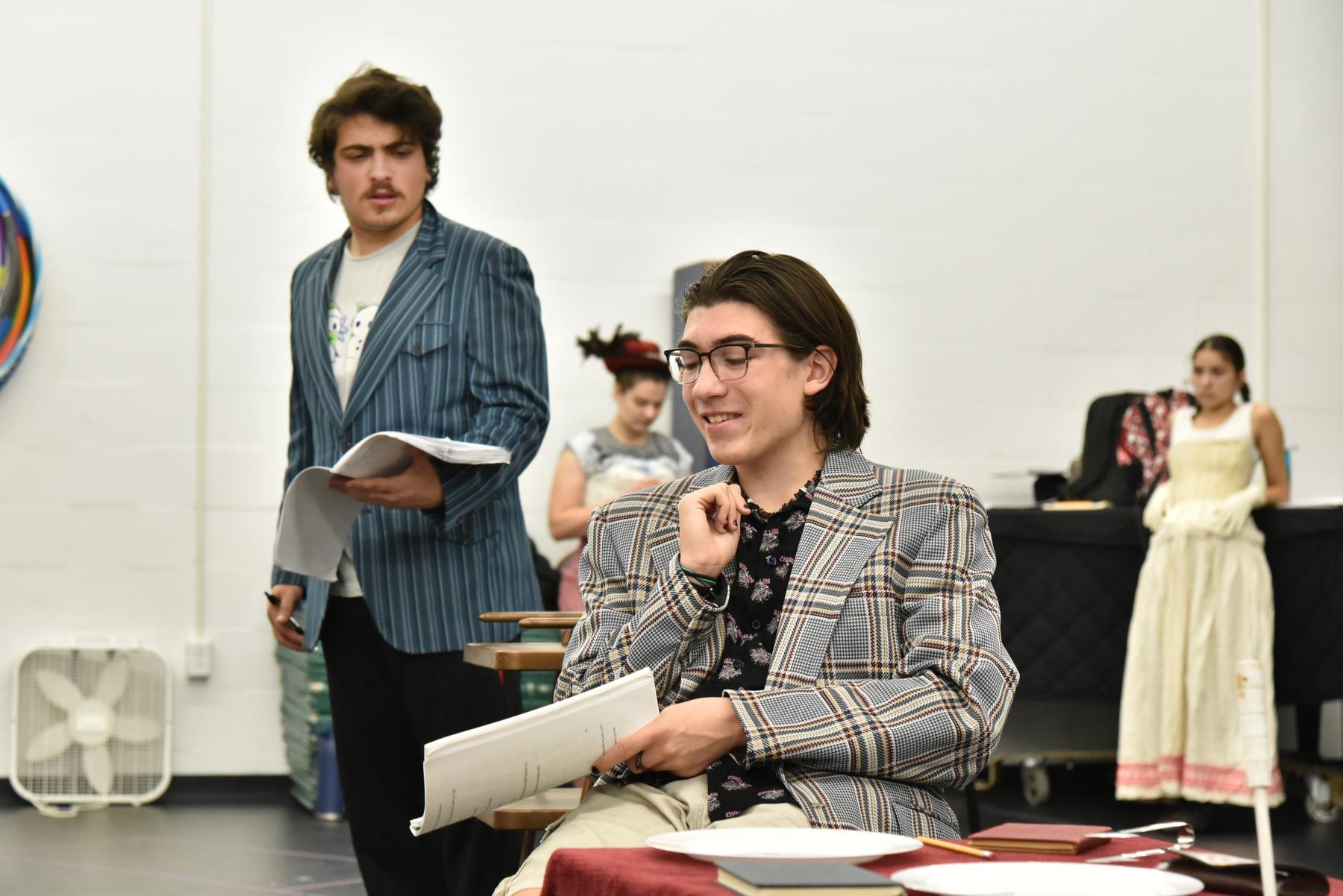 Rehearsal image from "The Importance of Being Earnest"