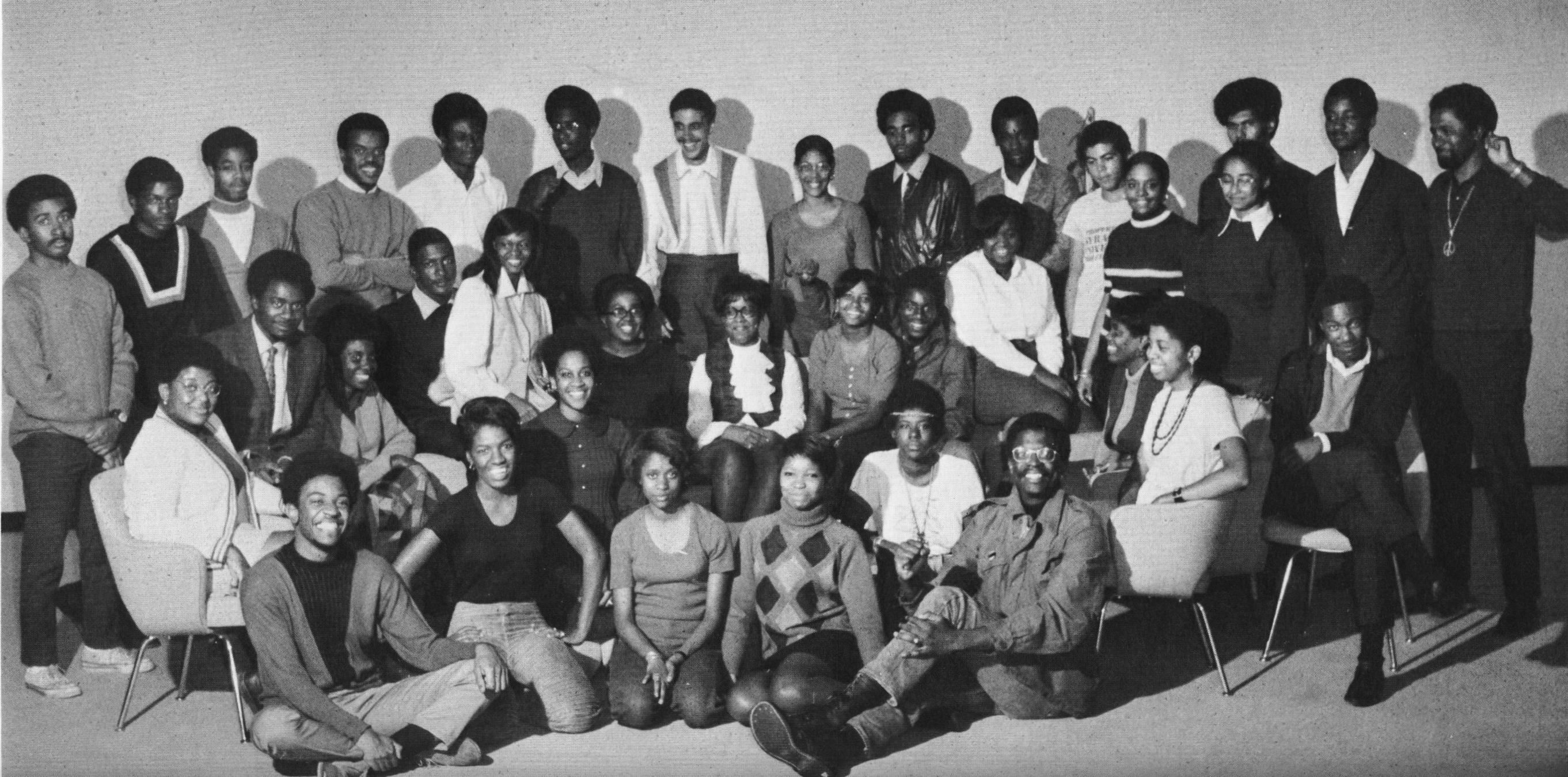 Group photo of Black Student Union members in 1970s