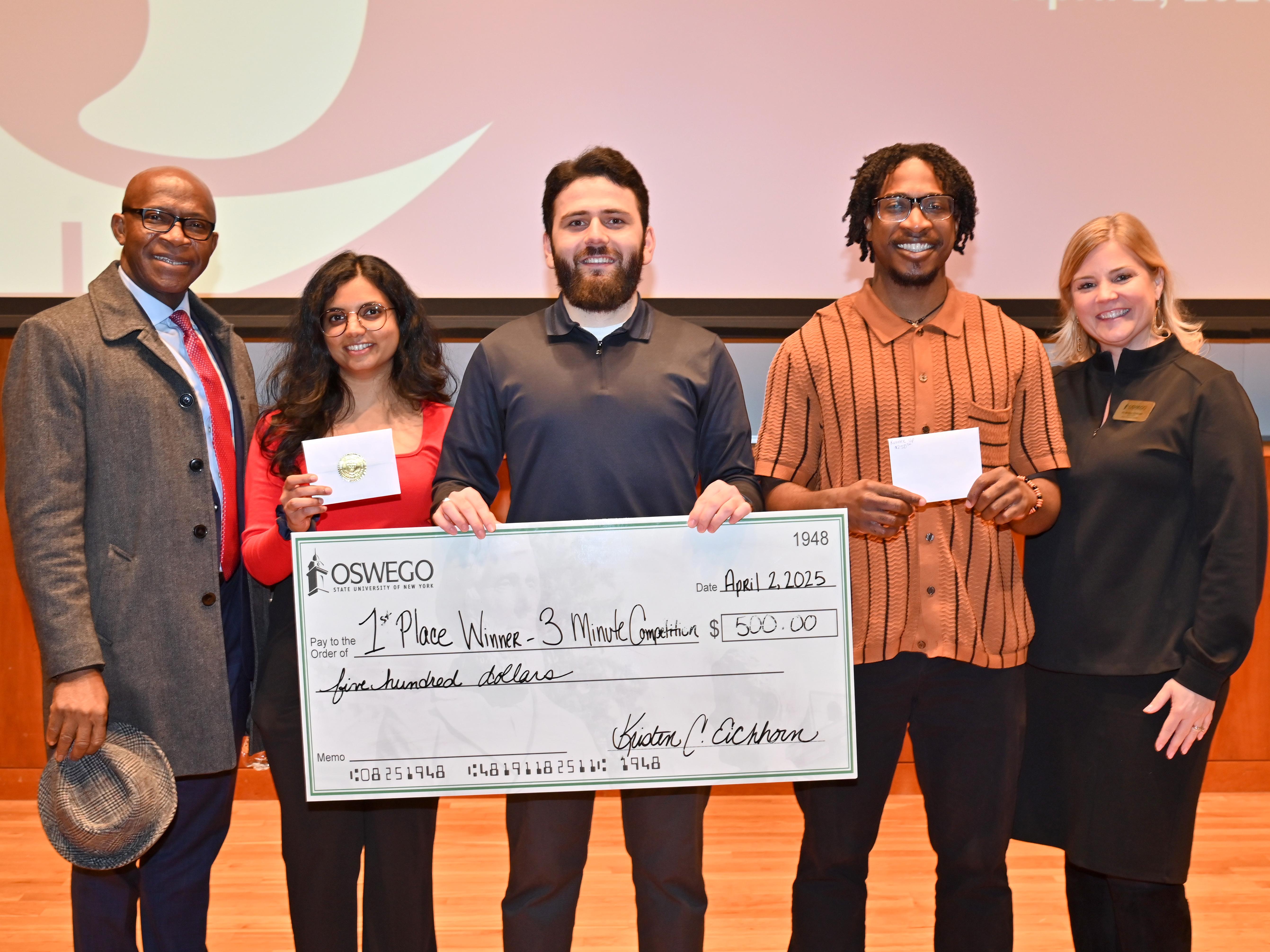 3 Minute Thesis winners receive congratulations