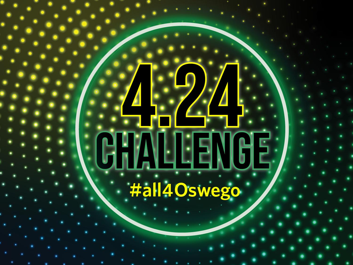 Logo reading 4.24 challenge, #all4oswego