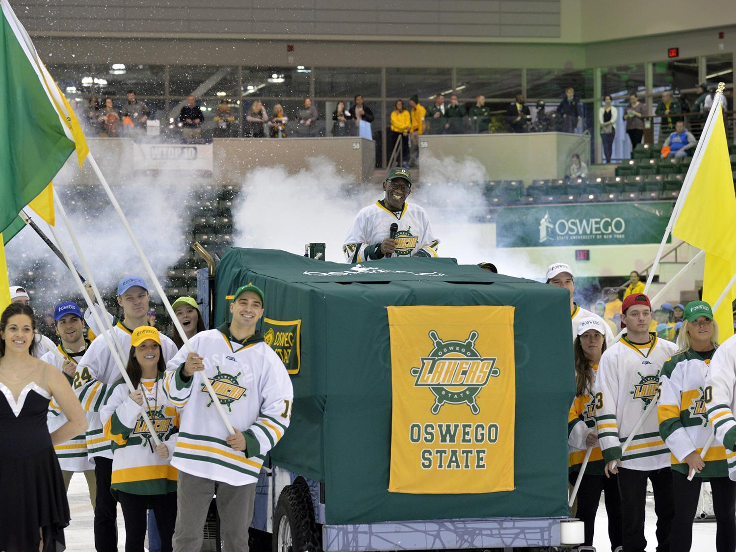 Al Roker on a zamboni