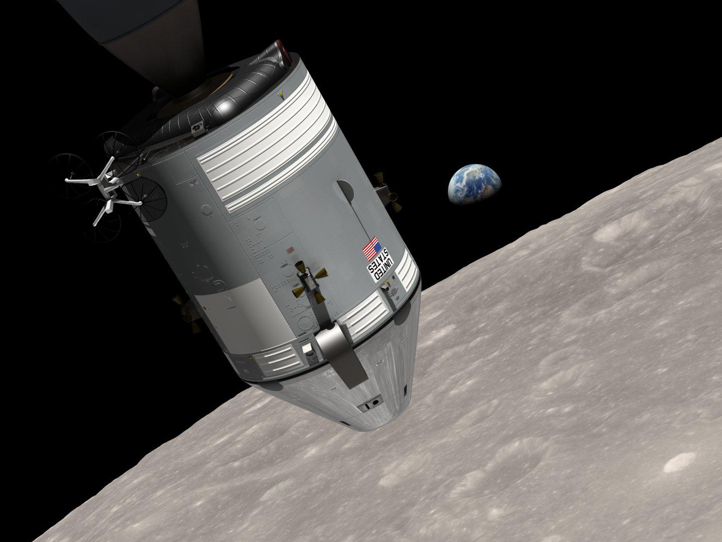 NASA animation of 1968 space journey of Apollo 8 spacecraft