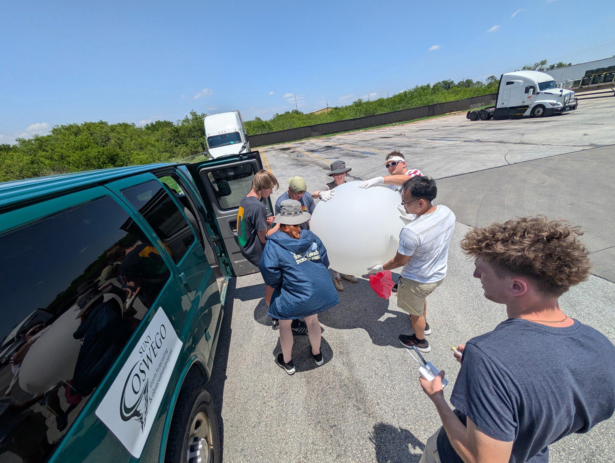 SUNY Oswego storm chasers launch a weather balloon with instrumentation on June 3 near Wichita Falls, Texas