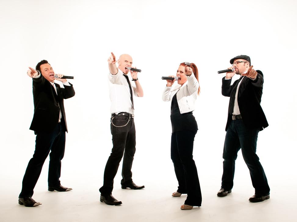Four members of Blue Jupiter a cappella act