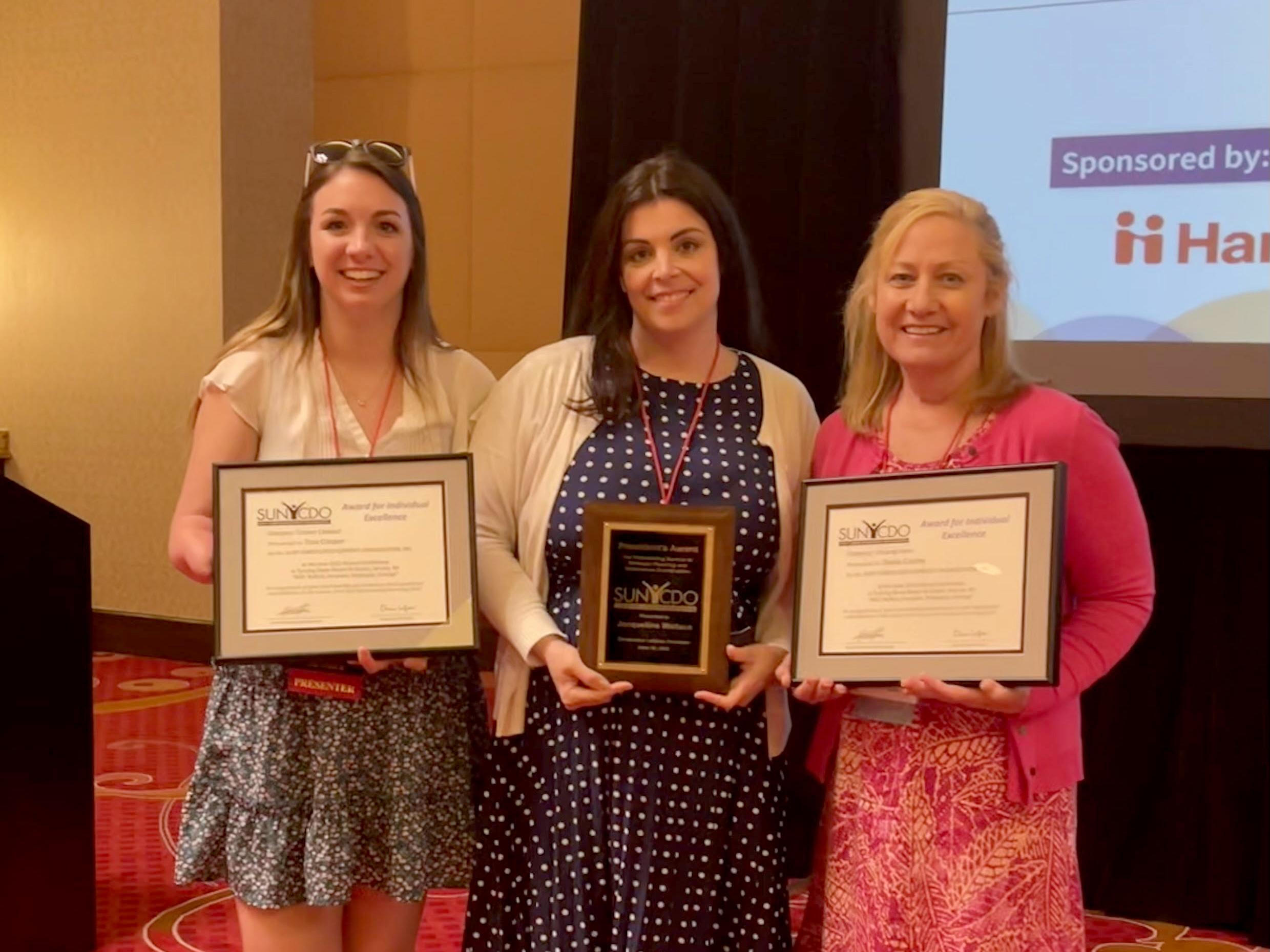 Staff members Tina Cooper, Jacqueline Wallace and Sheila Cooley received statewide awards in support of career services and experiential learning
