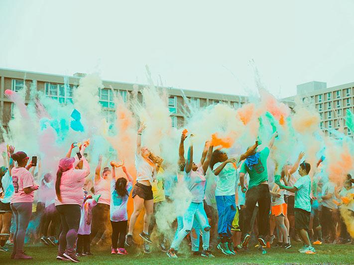 Participants celebrate Color Run 2018