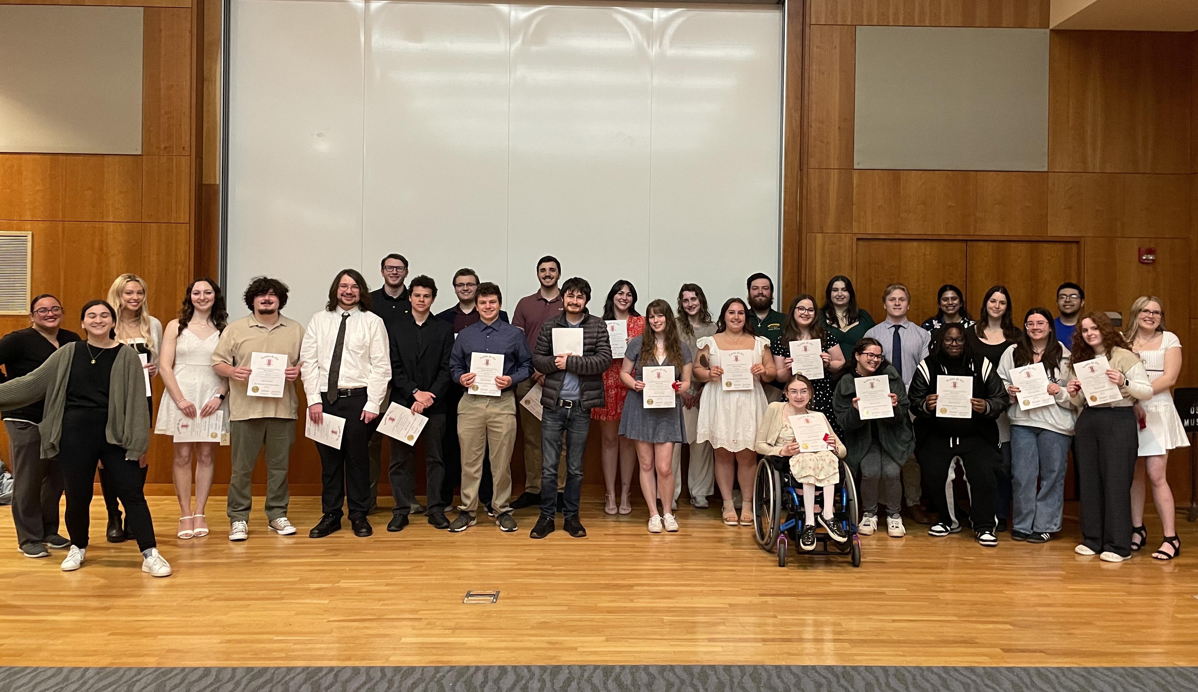 Lambda Pi Eta, SUNY Oswego's National Communication Honor Society, held their annual Spring Ceremony and inducted over 70 new members.