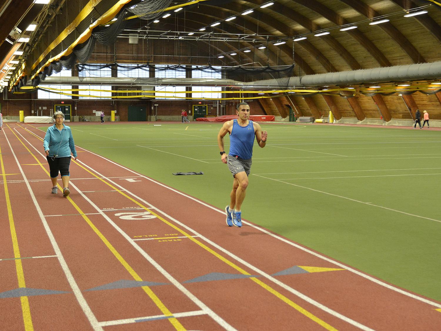 Runners, walkers use Romney Field House track