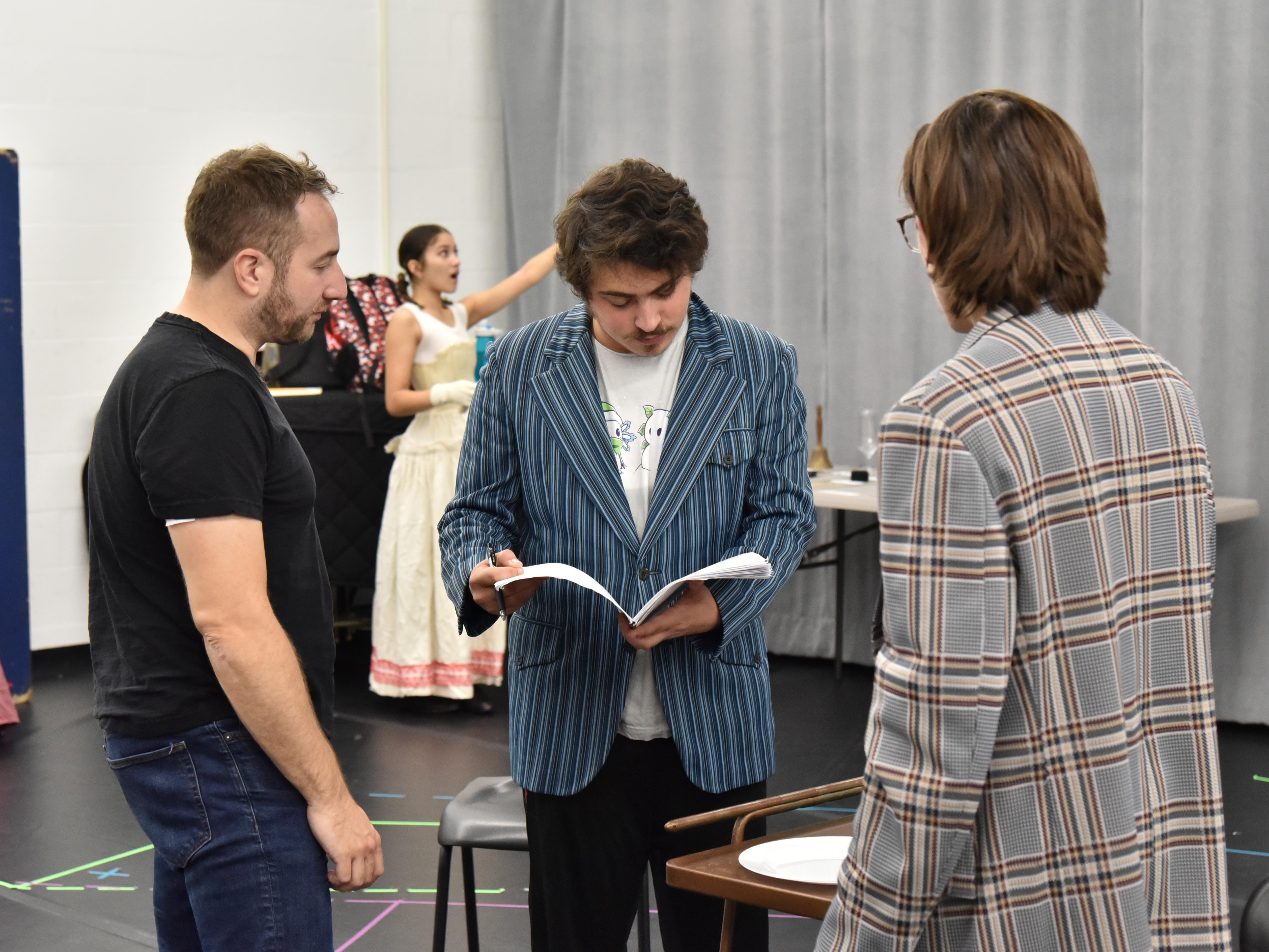 Production rehearsal for student play The Importance of Being Earnest