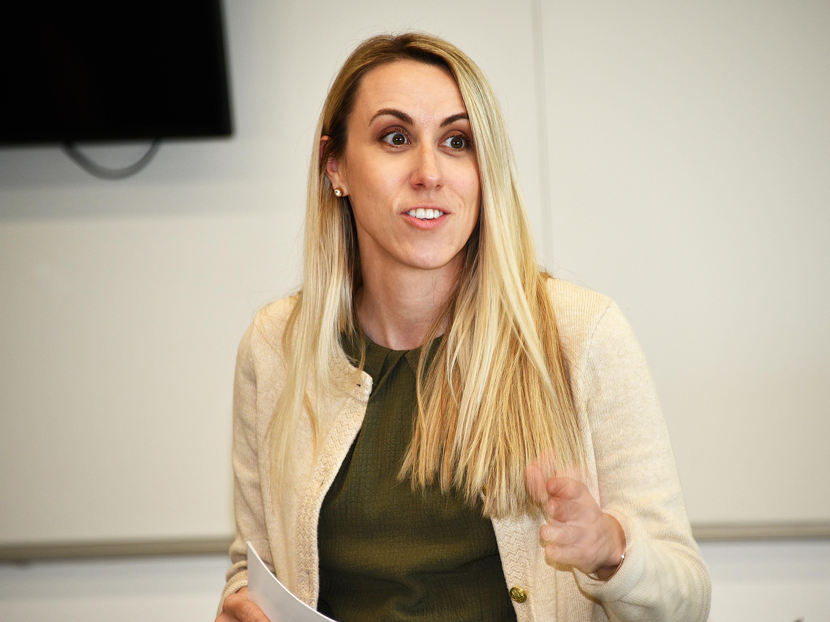 Veronica Farrell speaks during an Emerging Leaders Unit in SUNY Upstate, where she works and serves as the unit's chair.