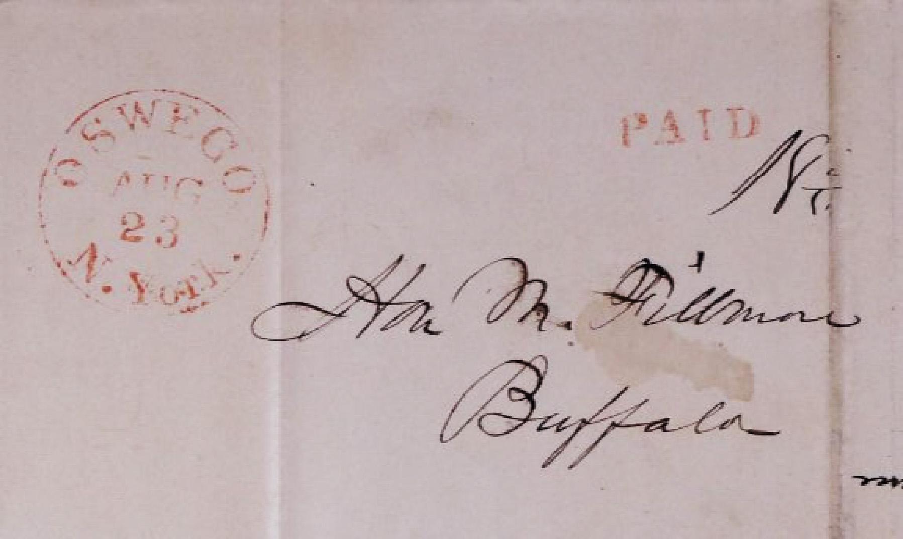 Millard Fillmore's handwriting on an envelope