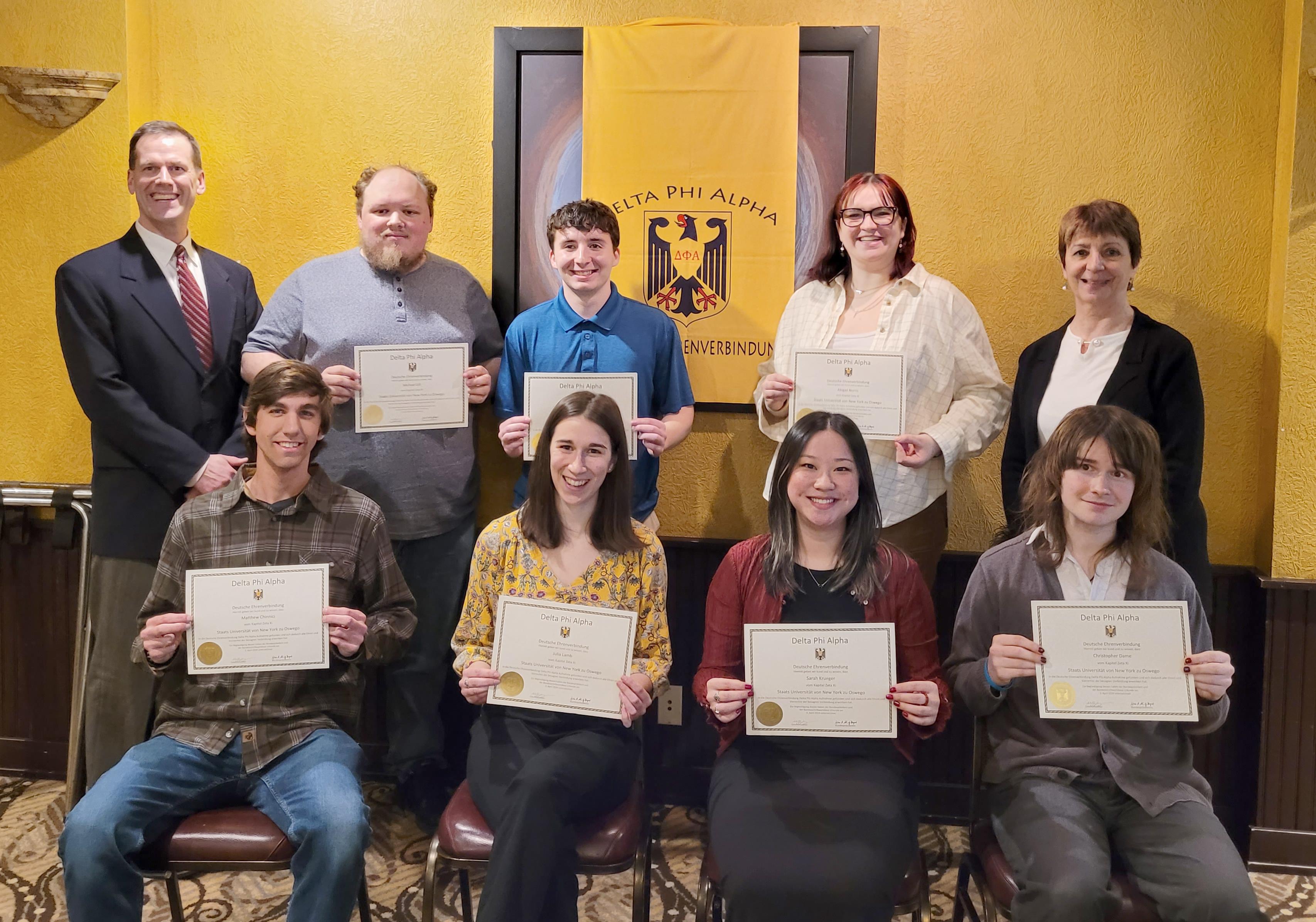 Six Oswego students and a staff member were recently inducted into the SUNY Oswego chapter of Delta Phi Alpha, the National German Honor Society.