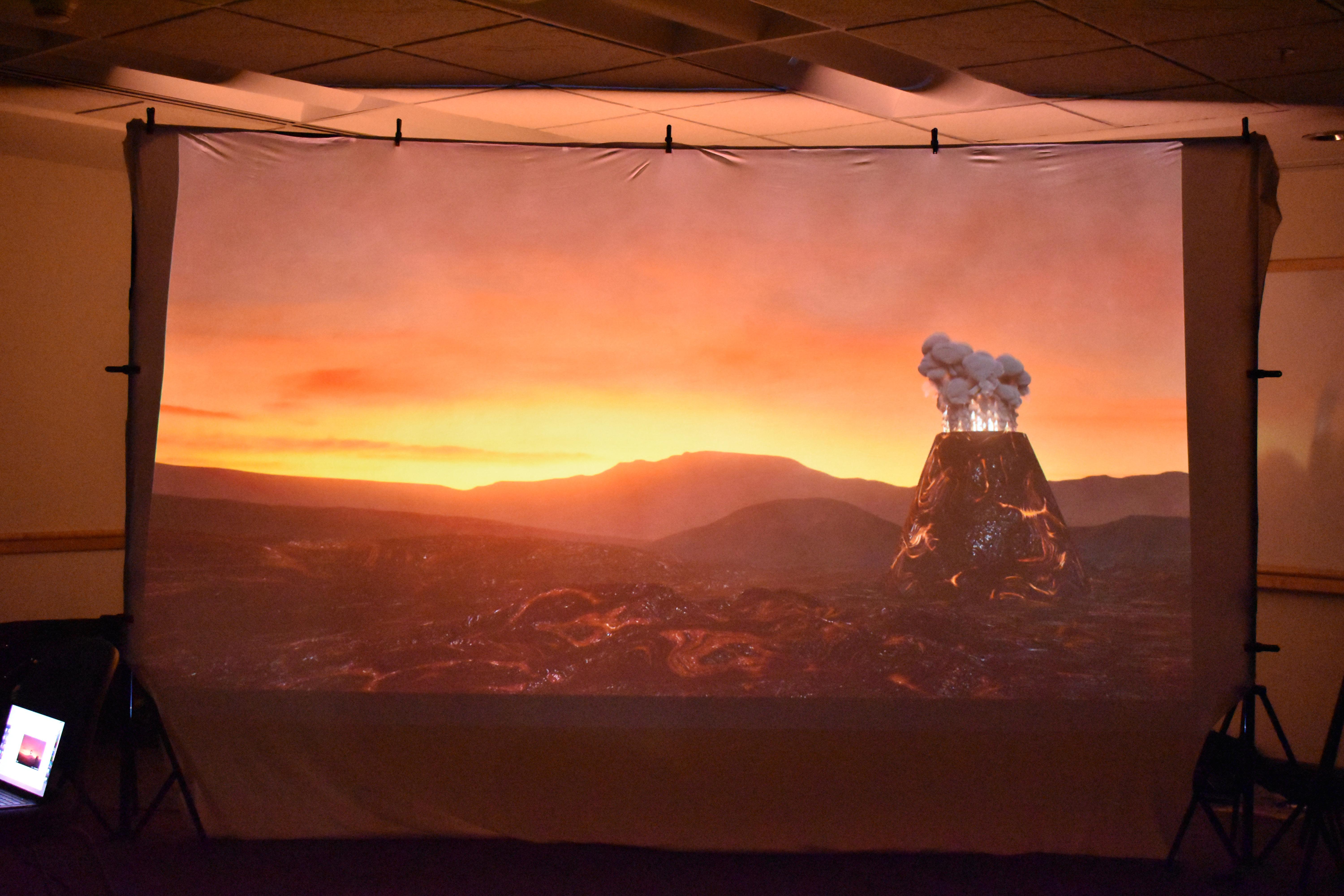 Student artwork projected as part of the Immersive Elements interactive installation