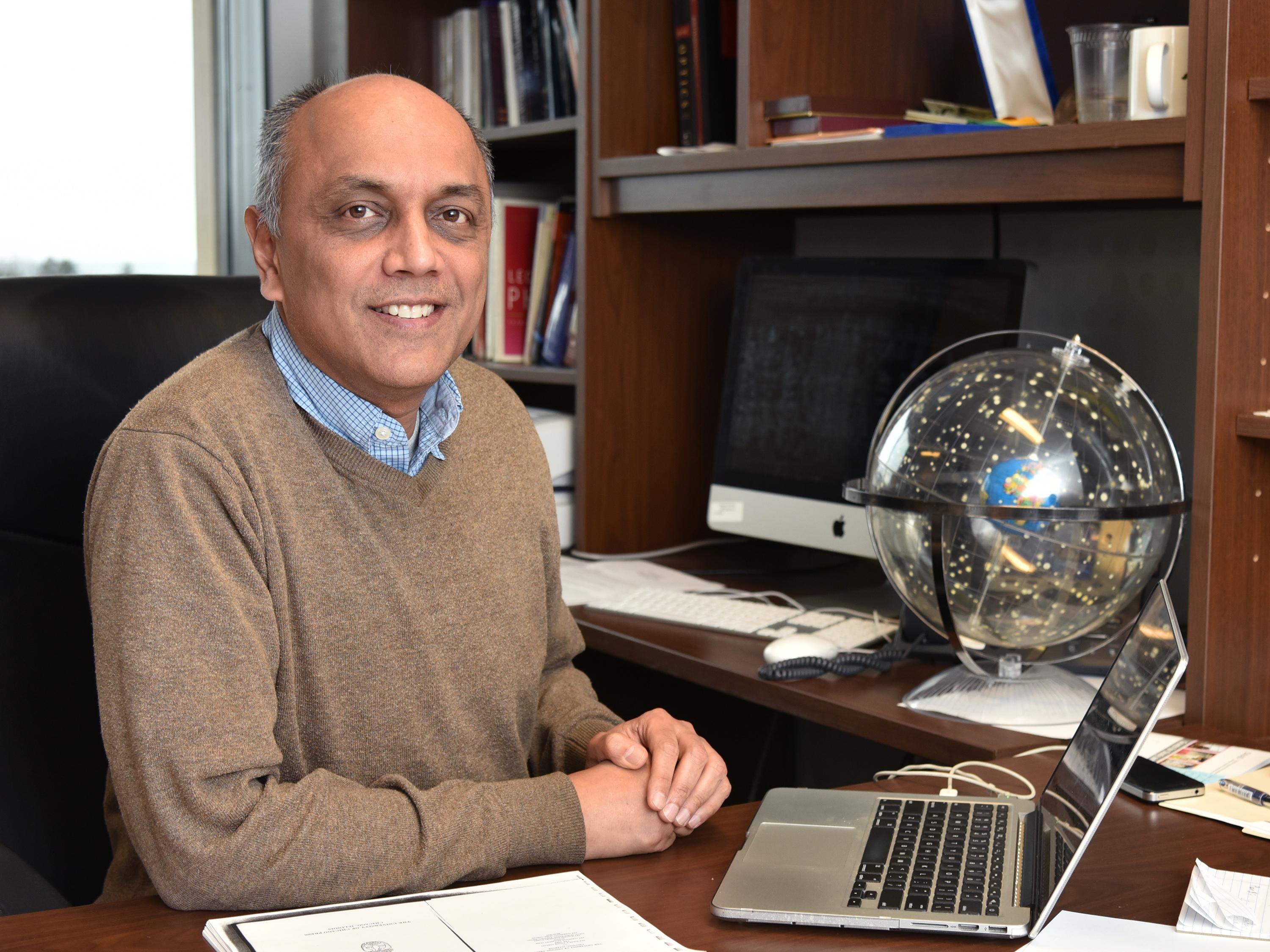 Shashi Kanbur in his Shineman Center office