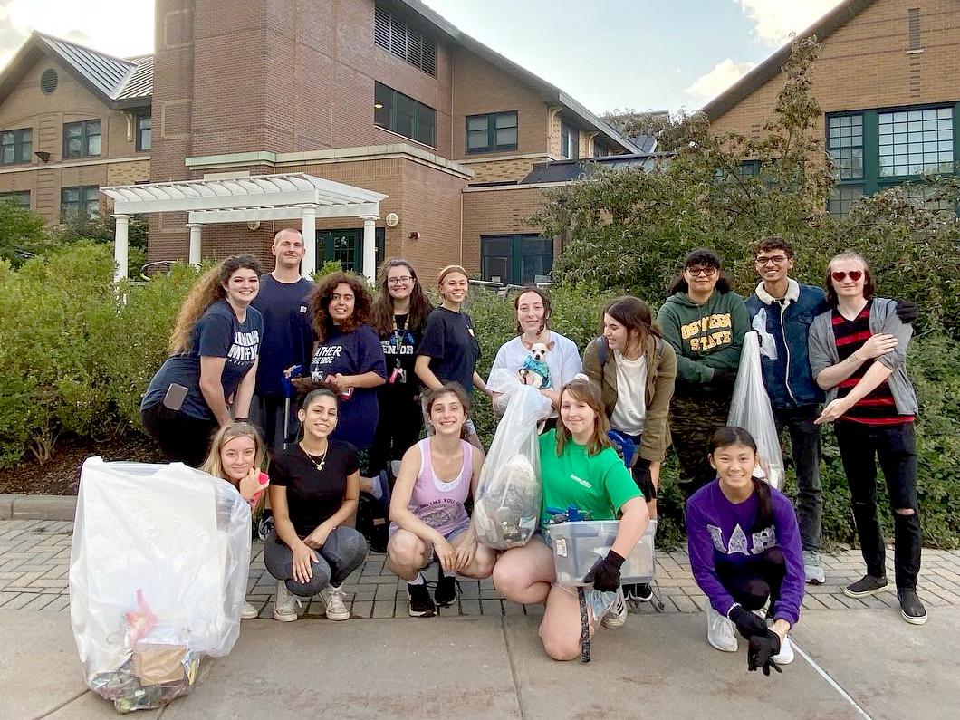 SUNY Oswego students taking part in lakeshore cleanups