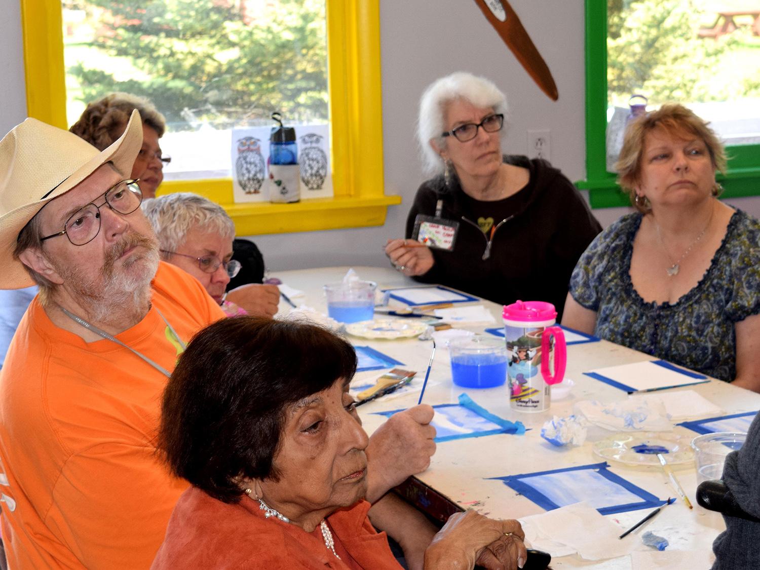 Community members taking a class